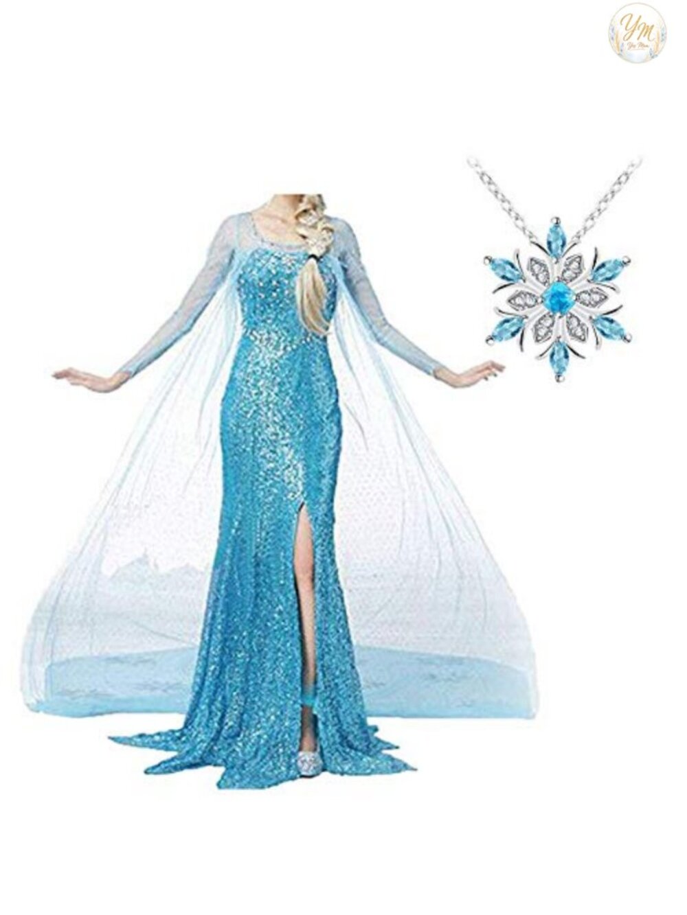 Women Princess Coronation Dress Costume Cosplay Crystal Cape